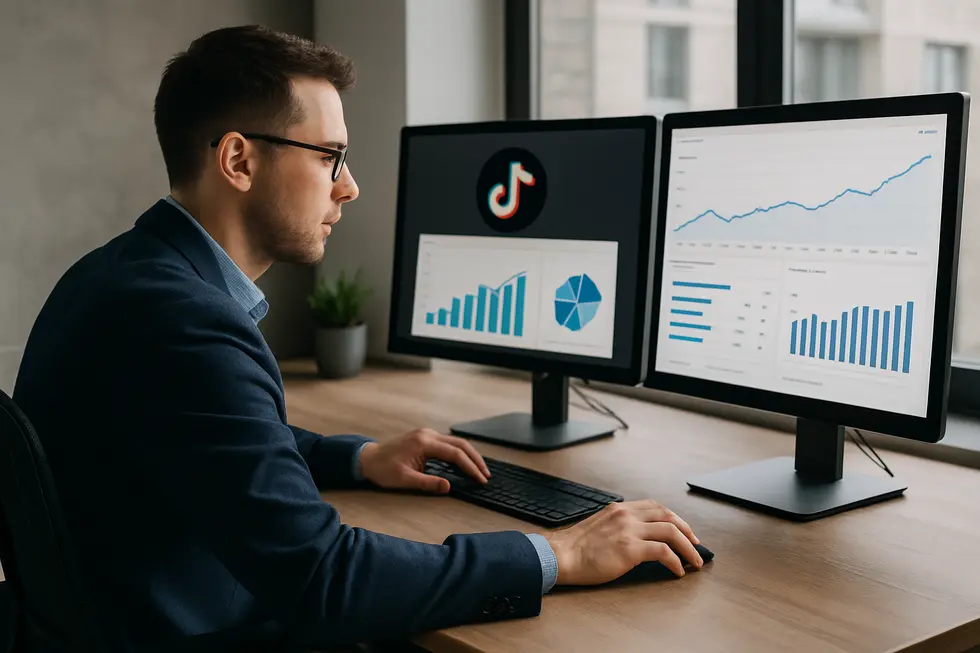 Small business owners monitor TikTok ad performance analytics, emphasizing the platform’s tailored features for SMBs.