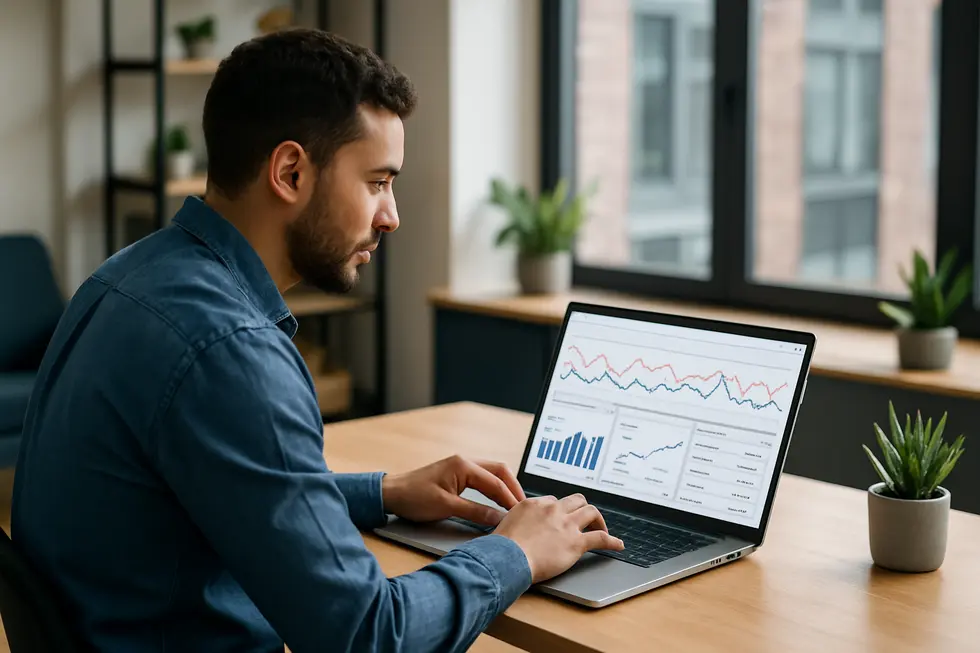 Small business owner utilizing AI-powered Google Ads Smart Bidding to optimize PPC campaigns.